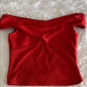 Red off the shoulder top